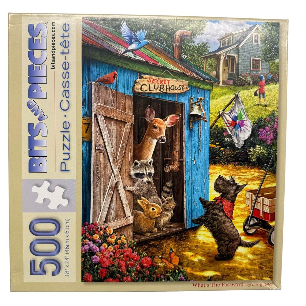 Bits and Pieces 500 Pcs Puzzle What's The Password Larry Jones Animals UNCOUNTED